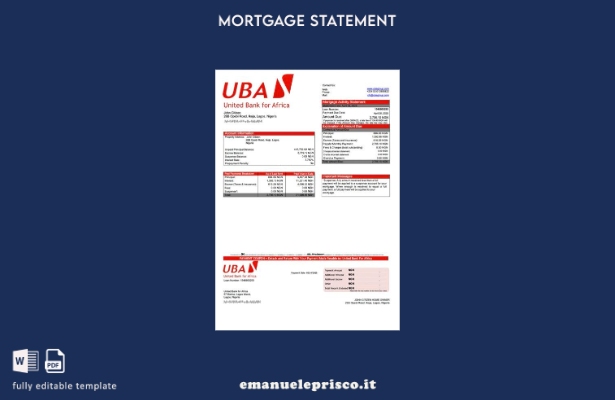 stile verificato Dichiarazione di mutuo della Nigeria United Bank for Africa Mod